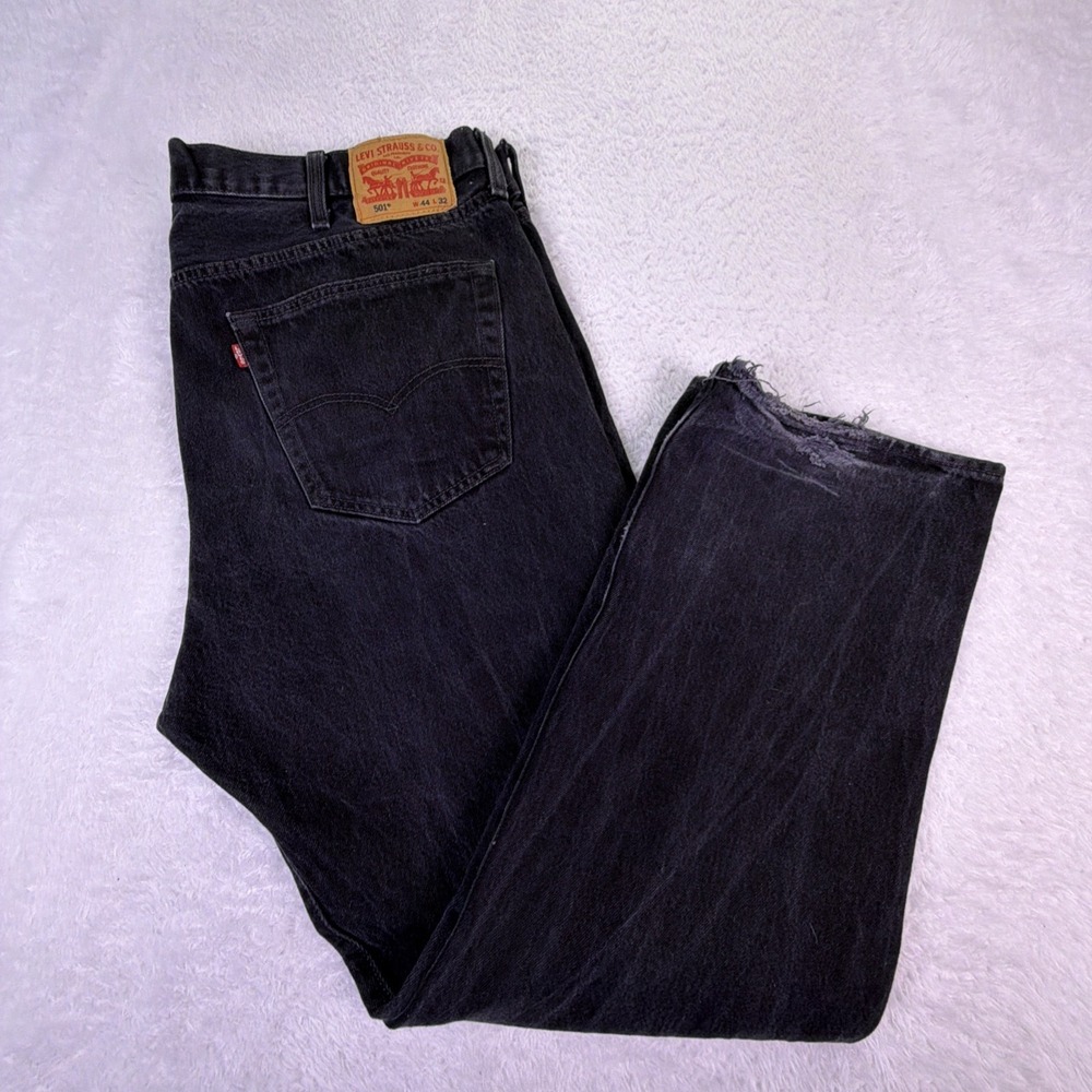 VTG Levi's 501 Button Fly Jeans Men's 44x30 (tag: 44x32) Straight Leg Distressed - Picture 7 of 8
